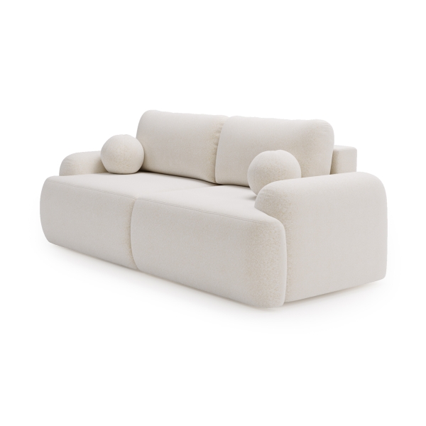 KANAPA AGAT MEBLE Z FUNCKJĄ SPANIA DO SALONU KREMOWY TKANINA BOULCE - PÓŁPROFIL